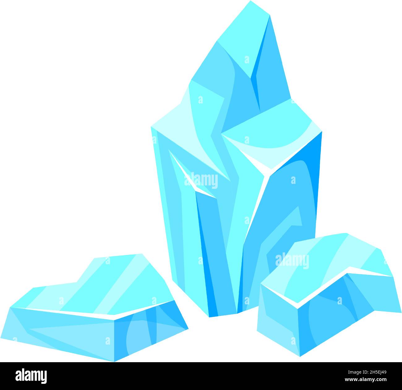 Block von arktischen berg. Cartoon gefrorene Gletschereisstücke, flache Vektorgrafik isoliert auf weißem Hintergrund Stock Vektor