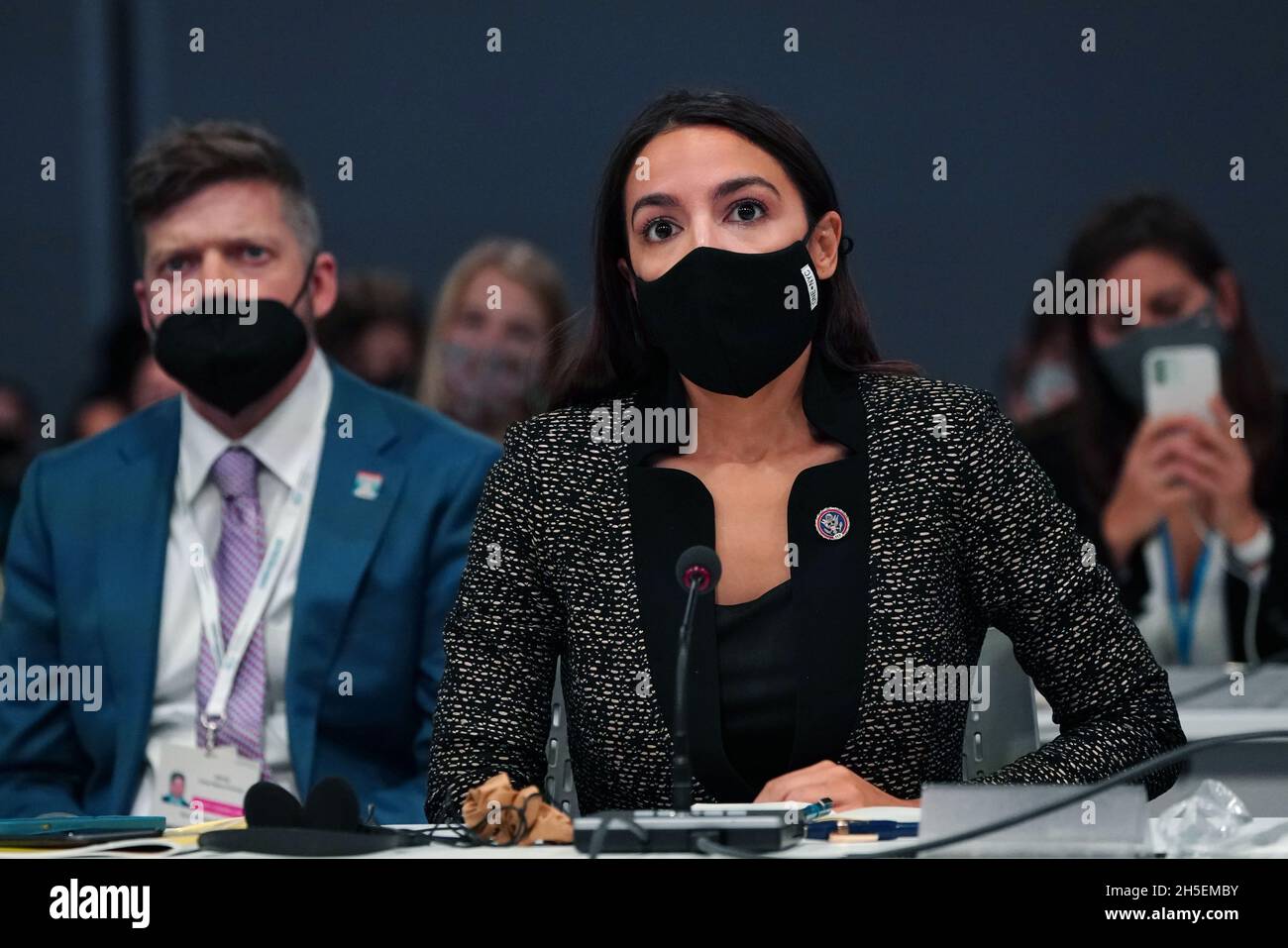 Alexandria Ocasio-Cortez nimmt am Cop26-Gipfel auf dem Scottish Event Campus (SEC) in Glasgow zur Eröffnung des Gender Day Teil. Bilddatum: Dienstag, 9. November 2021. Stockfoto