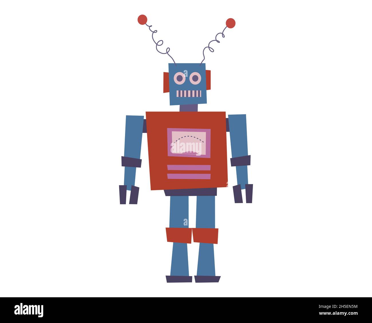 Roboter Cartoon Retro, Vintage-Spielzeug. Weihnachtsdekoration. Vektorgrafik flach Stock Vektor