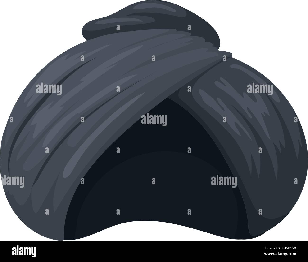 Schwarzer Turban für den Kopf. Cartoon orientalischer Sultan oder sikh, Vektorgrafik isoliert auf weißem Hintergrund Stock Vektor