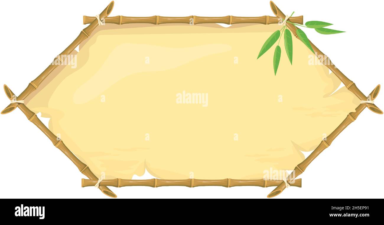 Bambusplatte. Sechseckige Tafel für hawaiianische Bordüre, Vektorgrafik isoliert auf weißem Hintergrund Stock Vektor