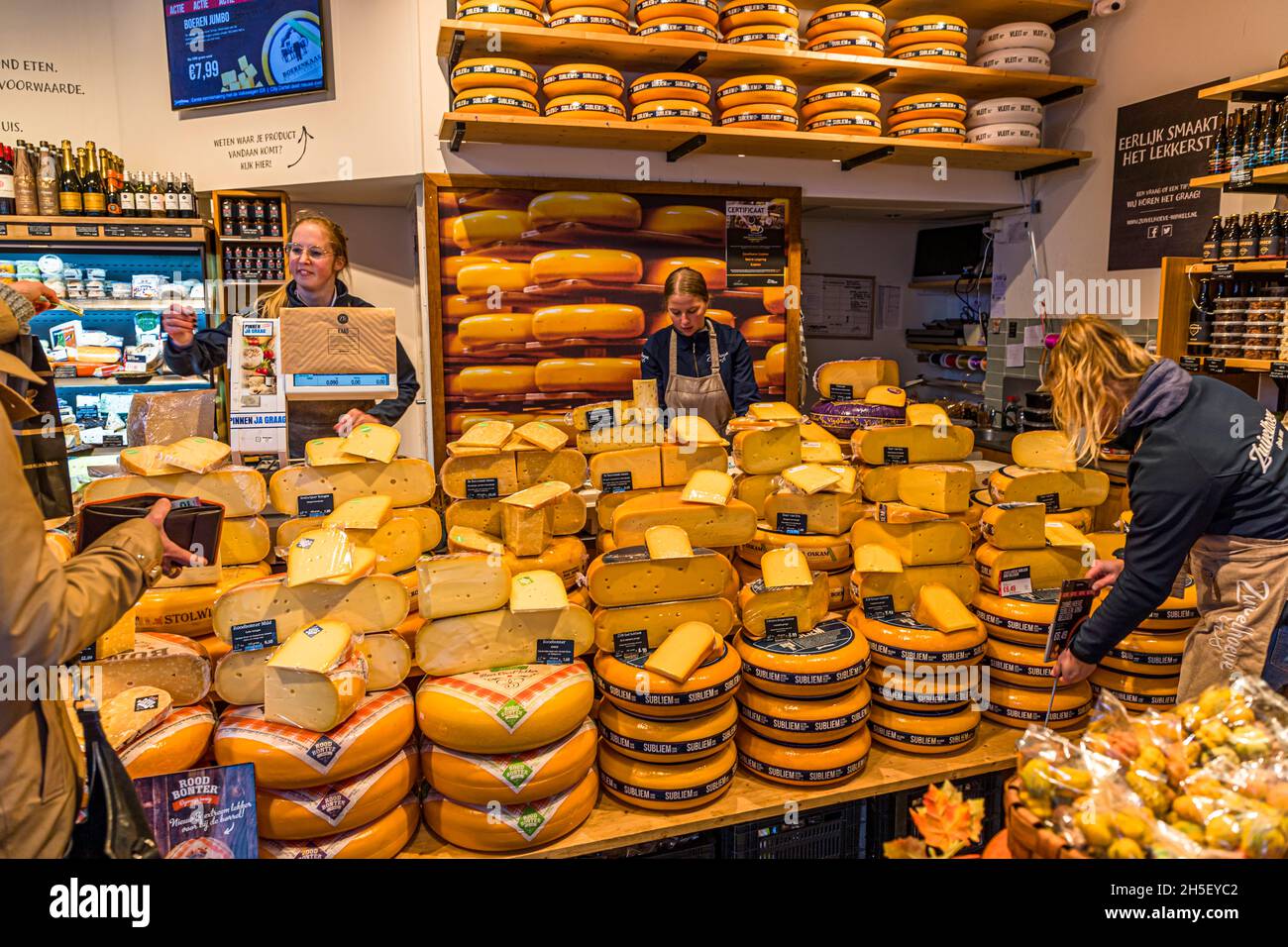 Fachgeschäft für holländischen Käse in Zutphen, Niederlande Stockfoto