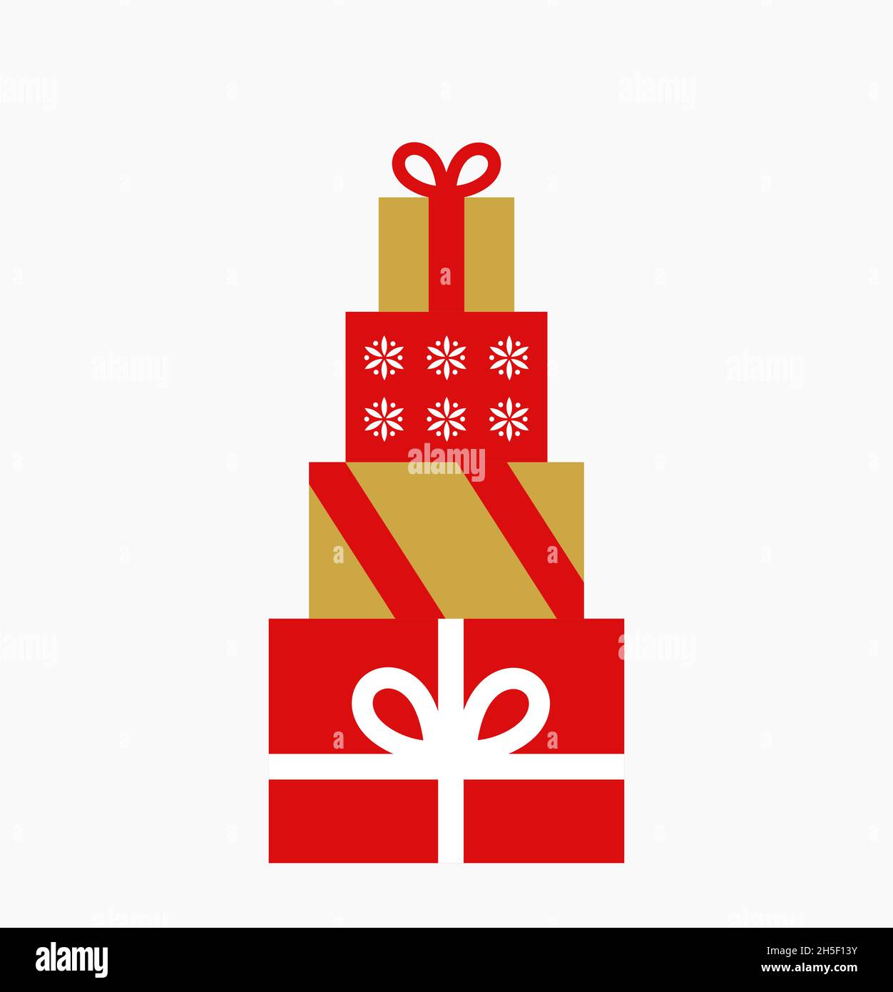 Weihnachtsgeschenke stapeln. Vektorgrafik. Stock Vektor