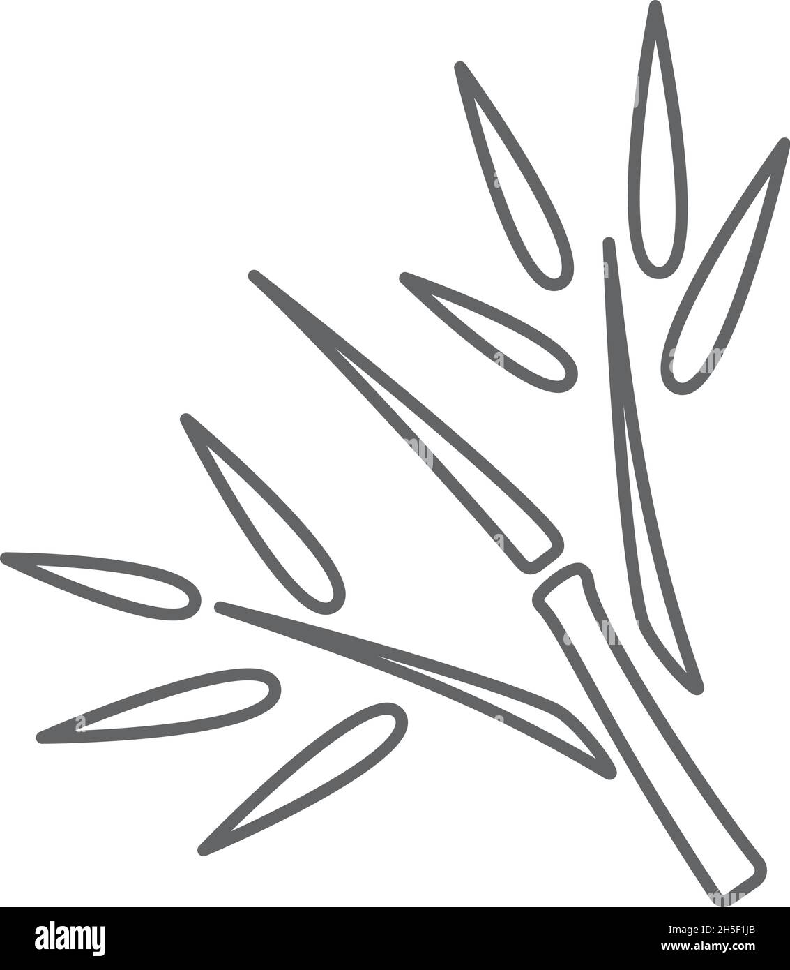 Baumzweig mit Blättern. Symbol für schwarze Bambuslinie Stock Vektor