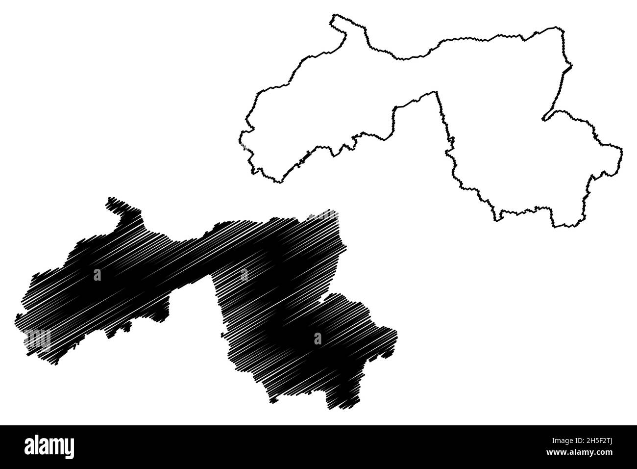 Sundergarh District (Odisha State, Republik Indien) Karte Vektorgrafik, Scribble Skizze Sundergarh Karte Stock Vektor