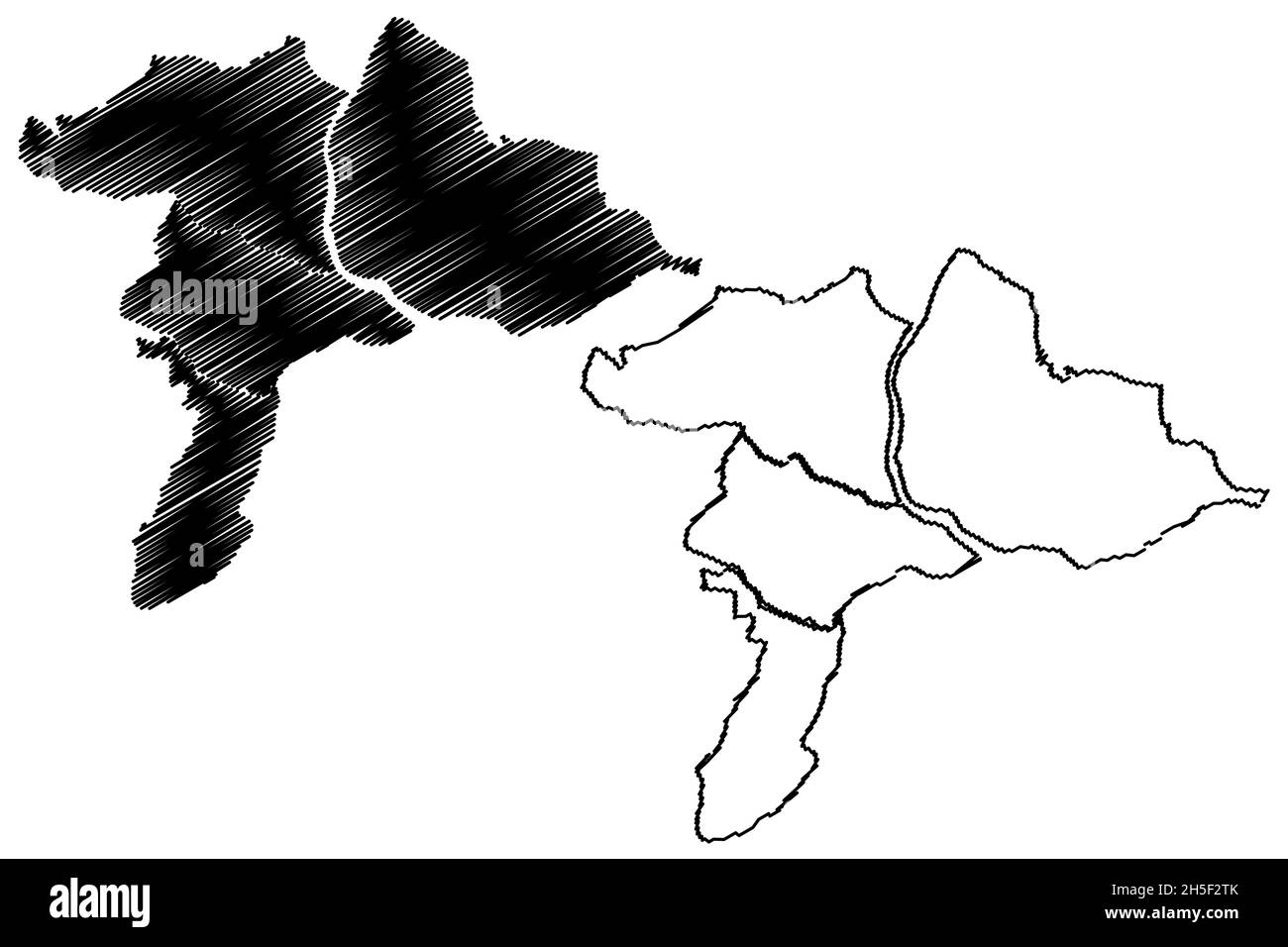Subarnapur Distrikt (Odisha State, Republik Indien) Karte Vektordarstellung, Scribble Skizze Sonepur oder Sonapur Karte Stock Vektor