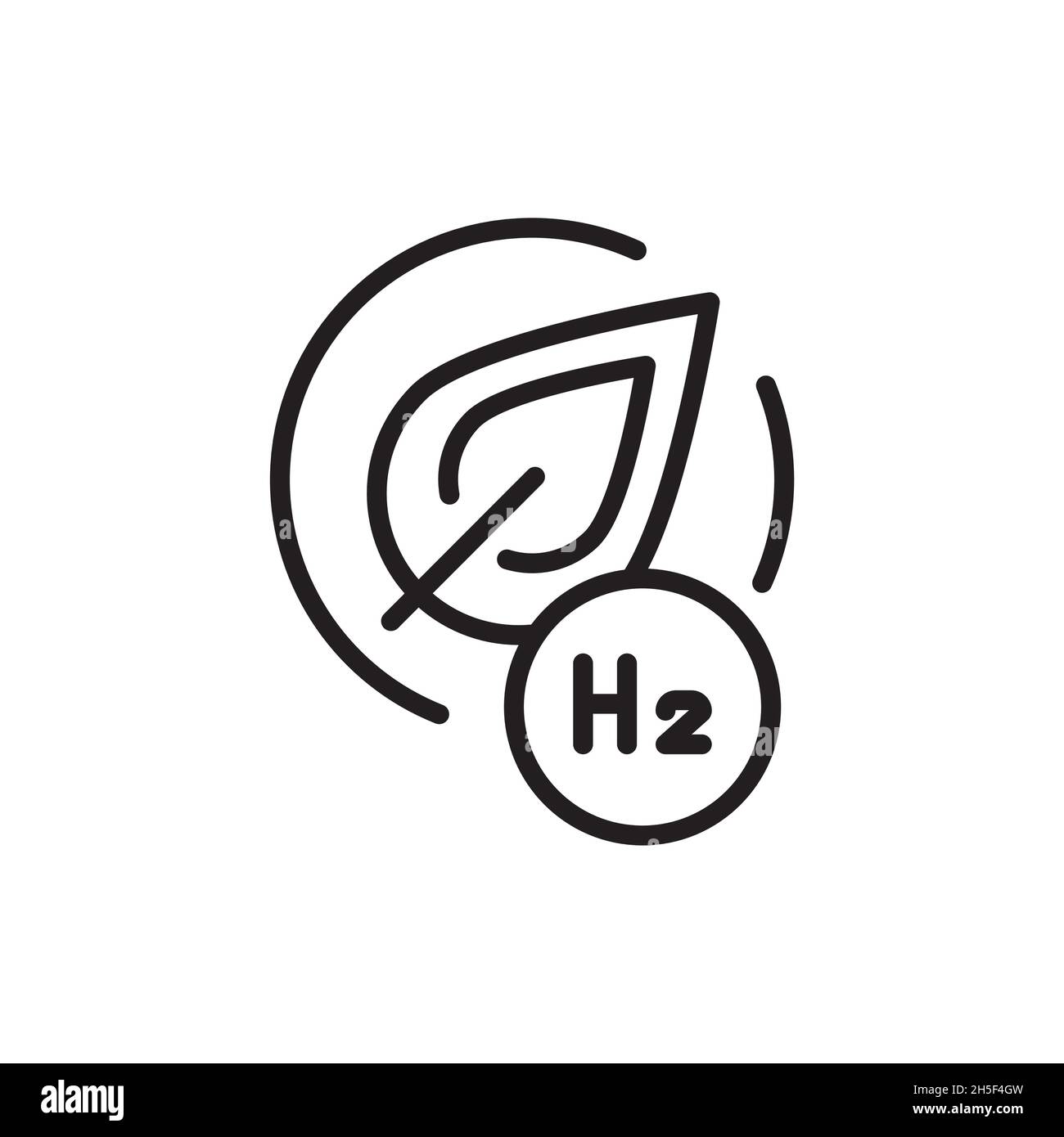 Grünes H2-Farbsymbol. Wasserstoffenergie. Isoliertes Vektorelement. Stock Vektor