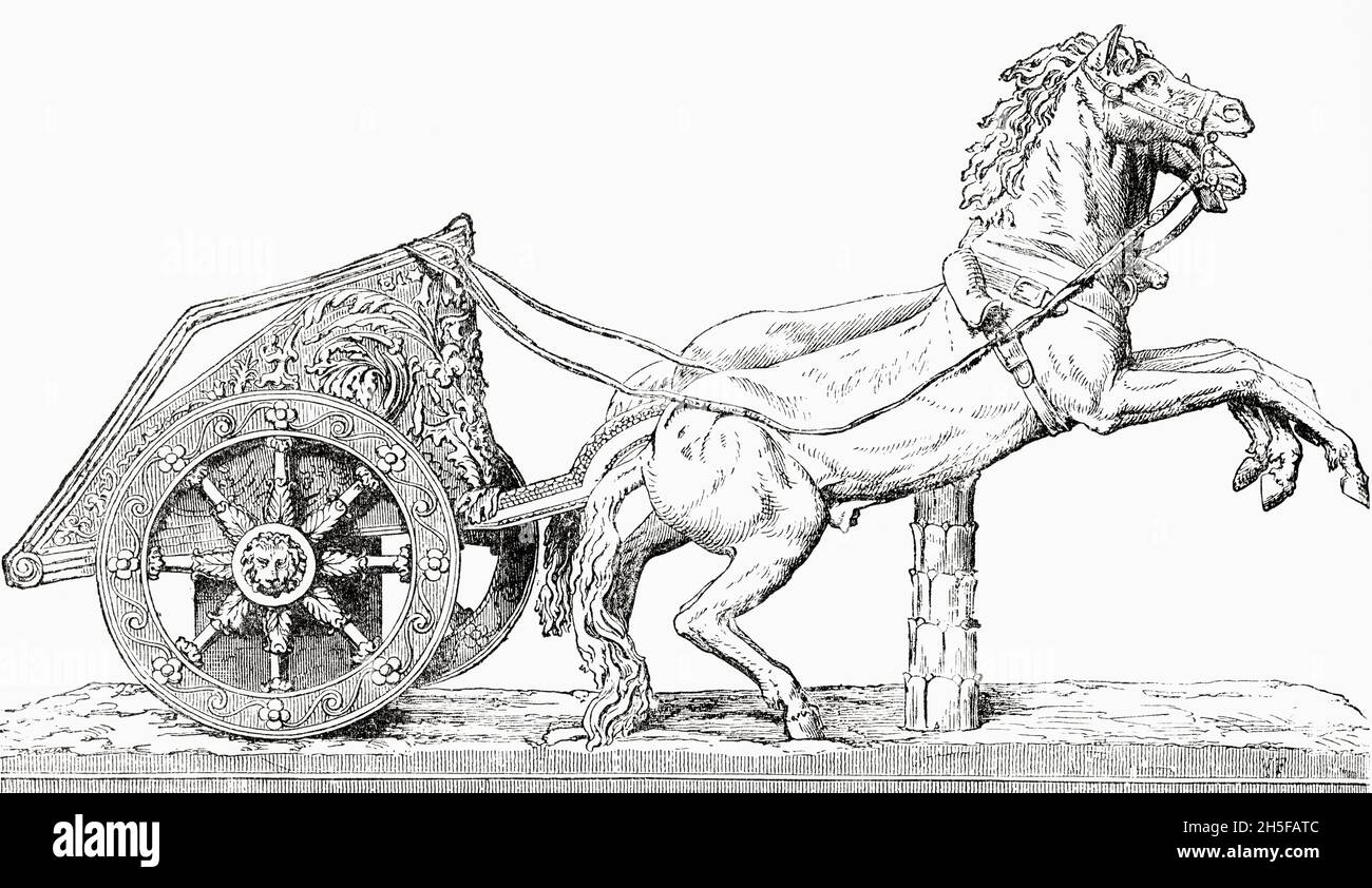 Römischer Rennwagen. Aus Cassells Illustrated Universal History, veröffentlicht 1883. Stockfoto