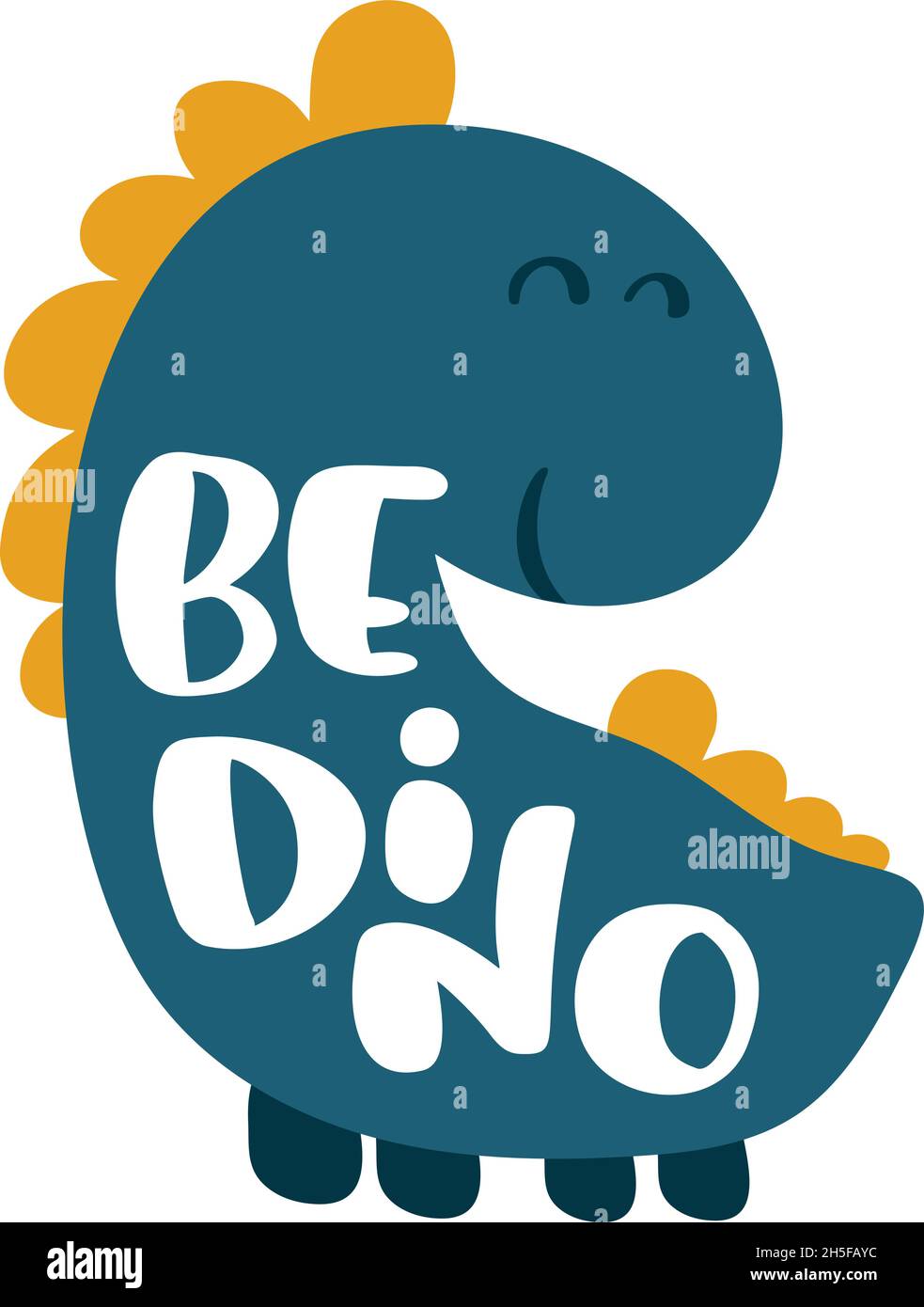 Dinosaurier Baby niedlichen Druck. „Dino boy“-Schriftzug „Be Dino“. Coole Illustration für T-Shirt, Kinderkleidung, Einladung. Einfache skandinavische t Stock Vektor