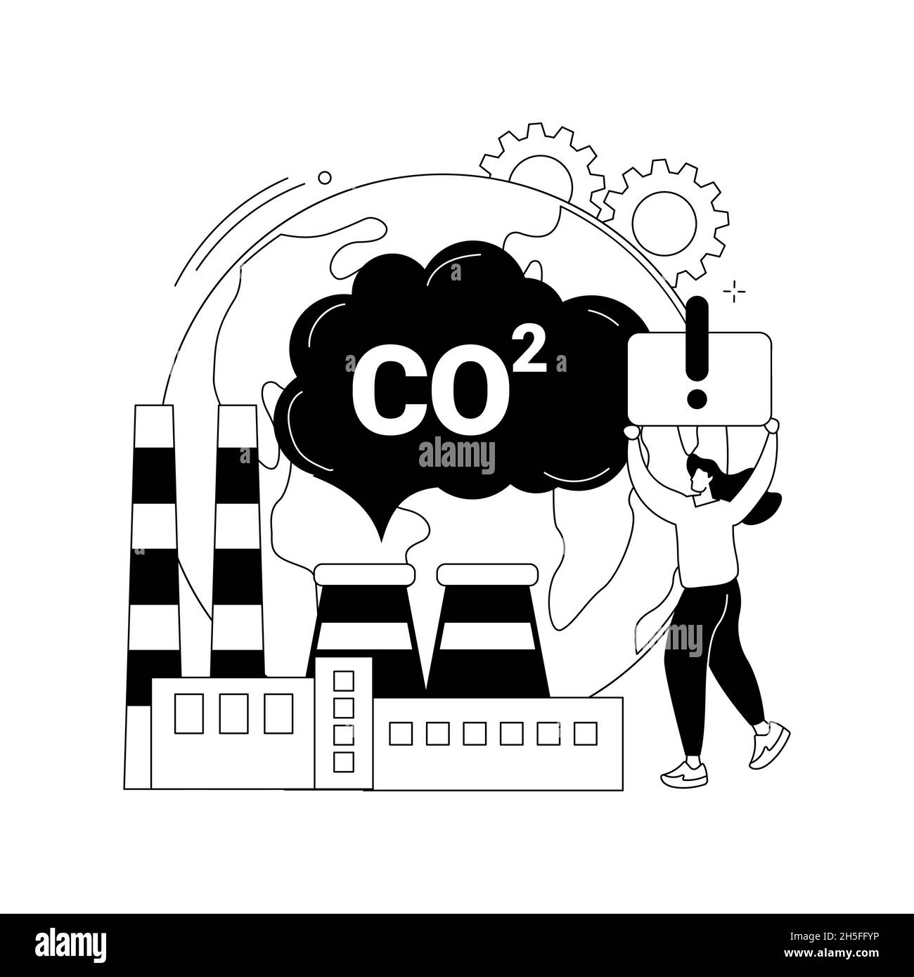 Abstraktes Konzept für globale CO2-Emissionen Vektordarstellung. Stock Vektor