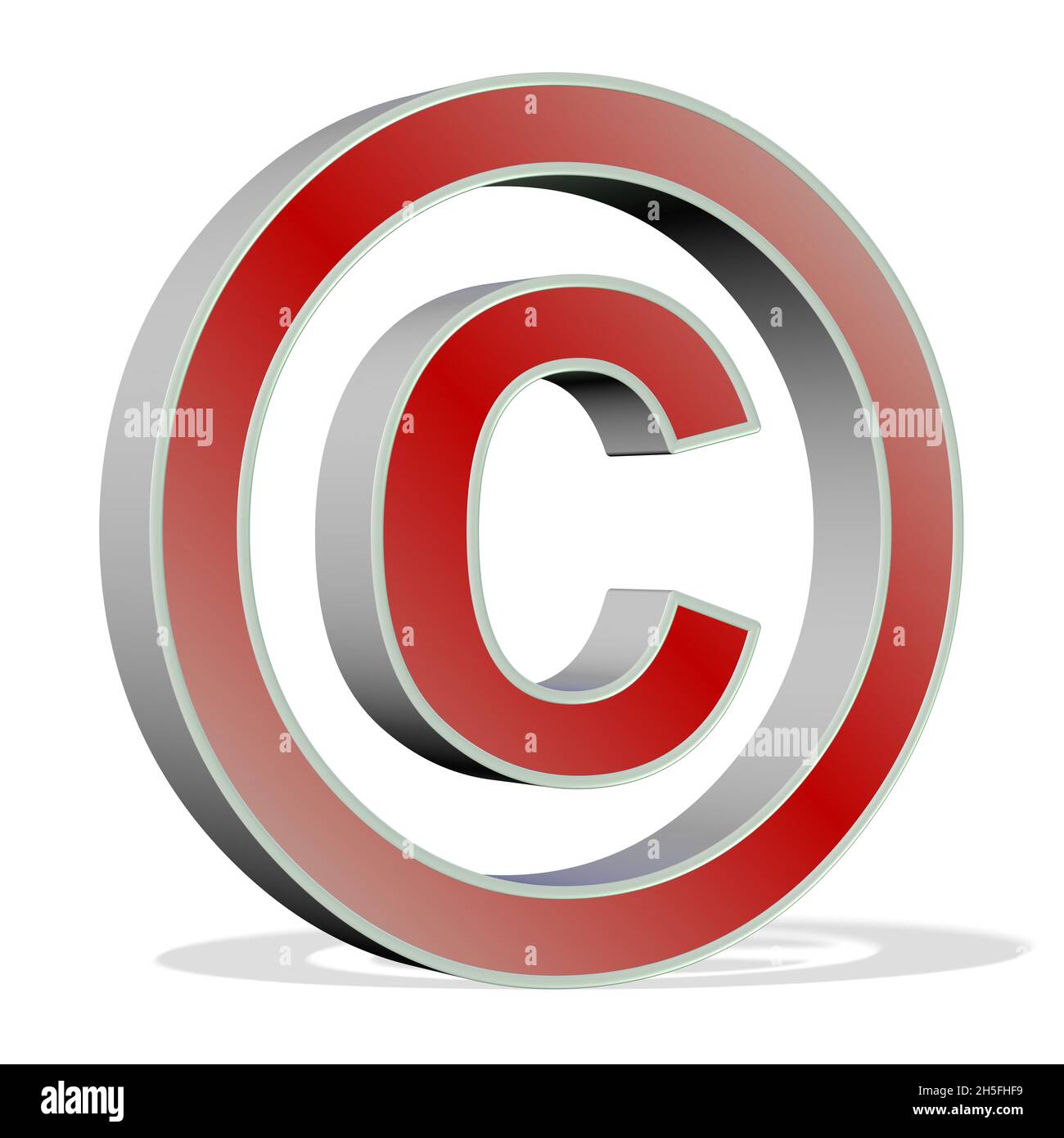 Copyright-Symbol, 3d-Darstellung vor weißem Hintergrund Stockfoto