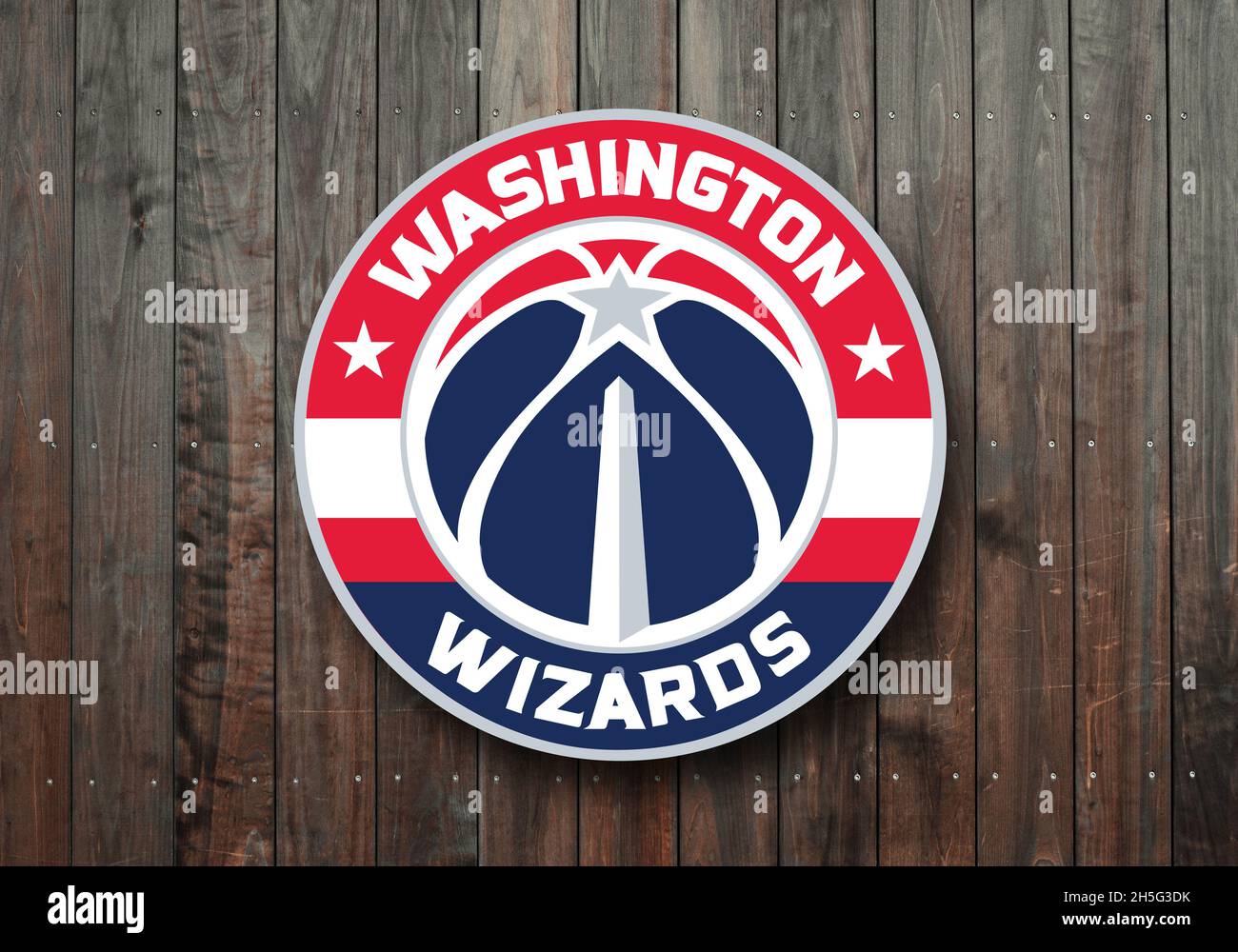 Wappen Washington Wizards, Washington, D.C. Sie treten in der National Basketball Federation (NBA) an Stockfoto