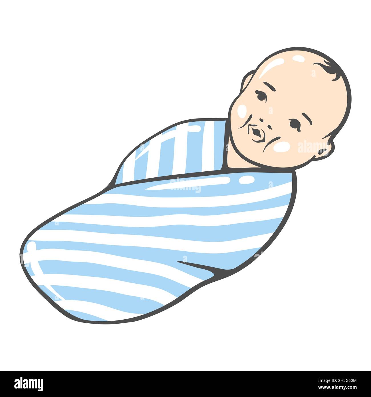 Illustration eines neugeborenen Jungen. Alles gute zum Geburtstag. Urlaub Baby Dusche simbol. Stock Vektor