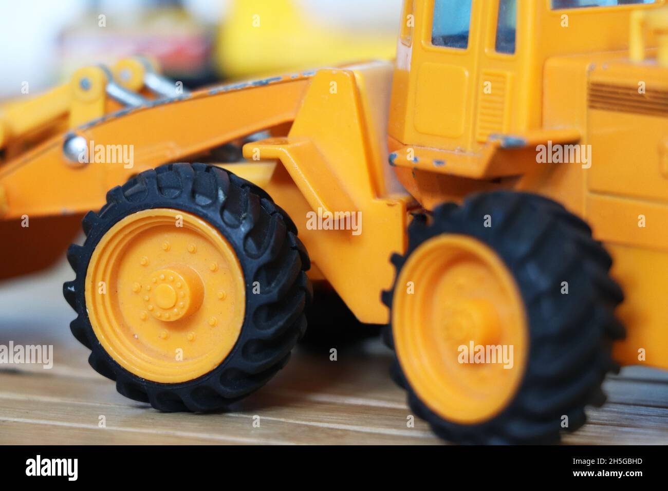 Nahaufnahme eines Spielzeugbaufahrzeugs Stockfoto