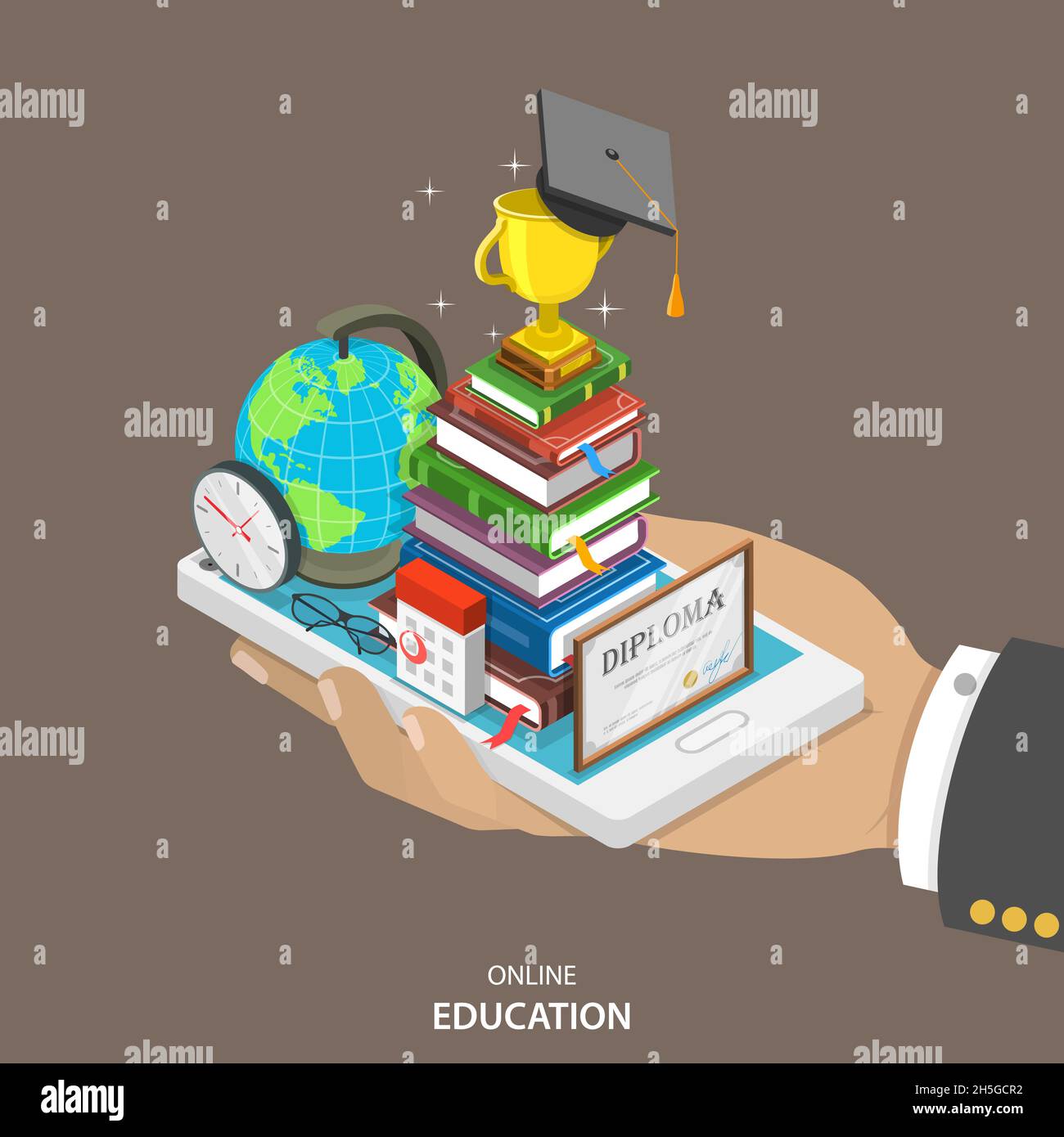 Online-Bildung isometrisches flaches Vektor-Konzept. Stock Vektor