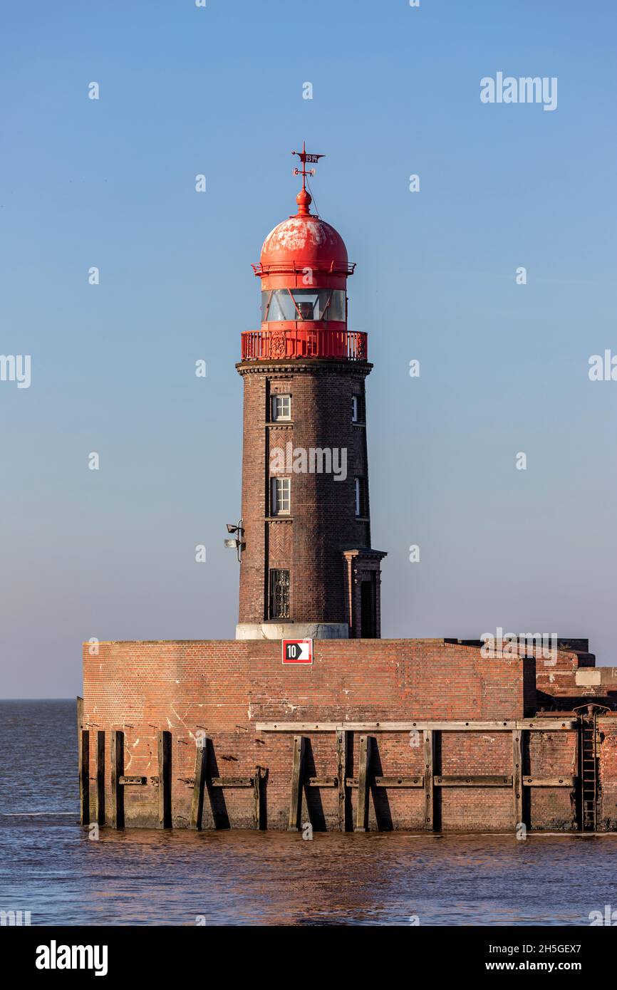 Geeste Mündung Wellenbrecher in Bremerhaven, Deutschland Stockfoto