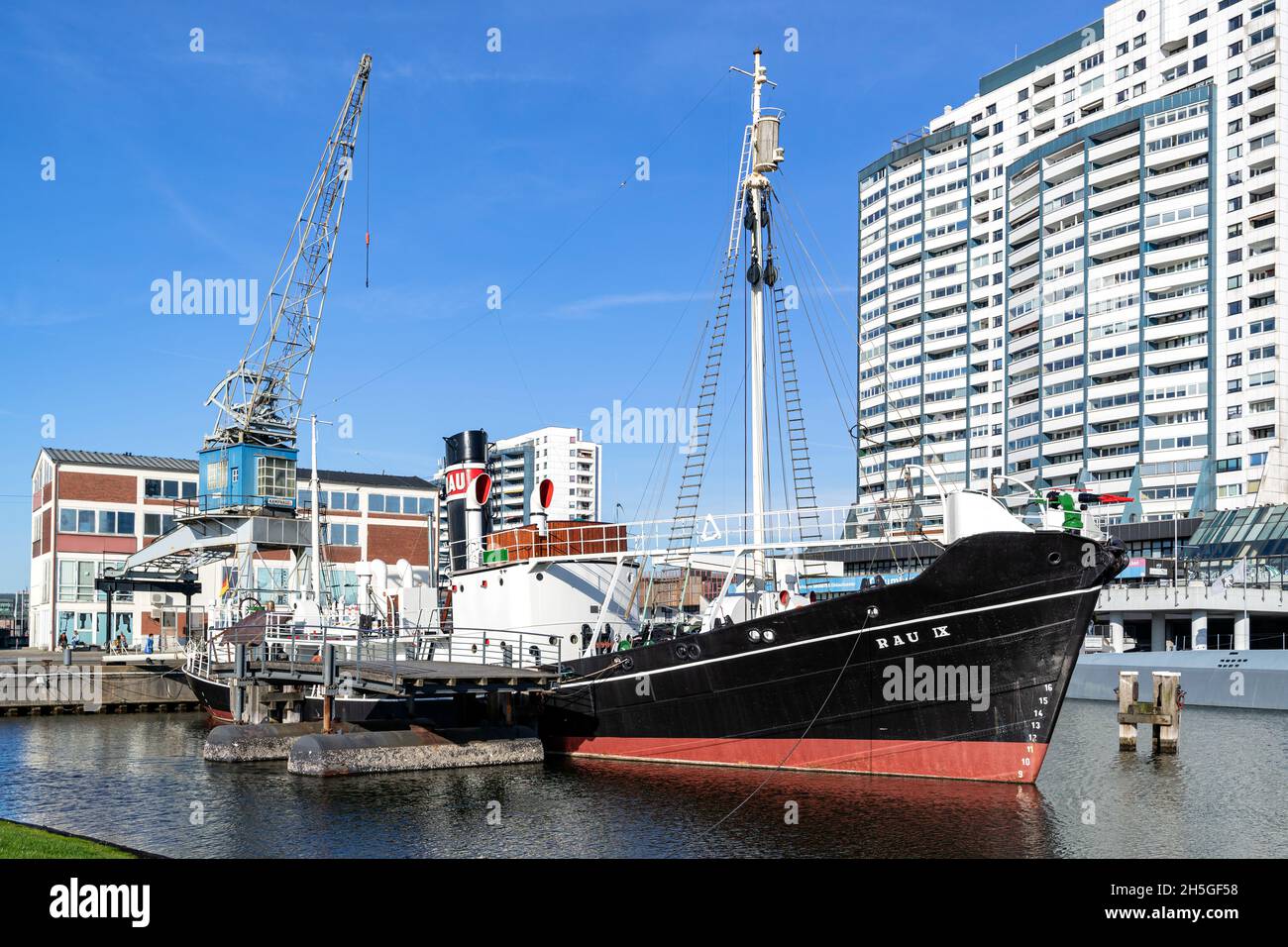 Walfangschiff rau IX im Museumshafen von Bremerhaven Stockfoto
