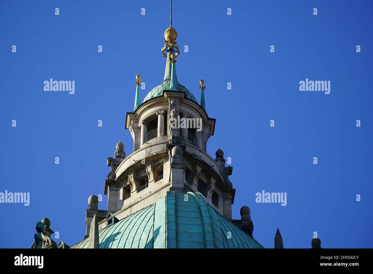 Turm des Neuen Rathauses in Hannover aus dem Jahr 1913 Stockfoto