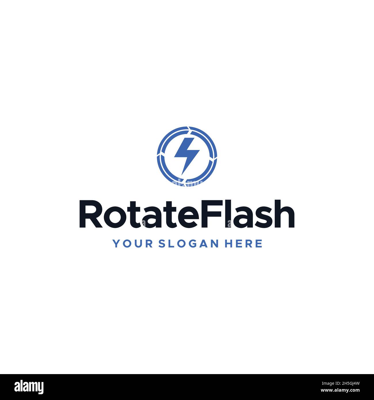 Flaches RotateFlash Elektrizität Kreis Logo Design Stock Vektor