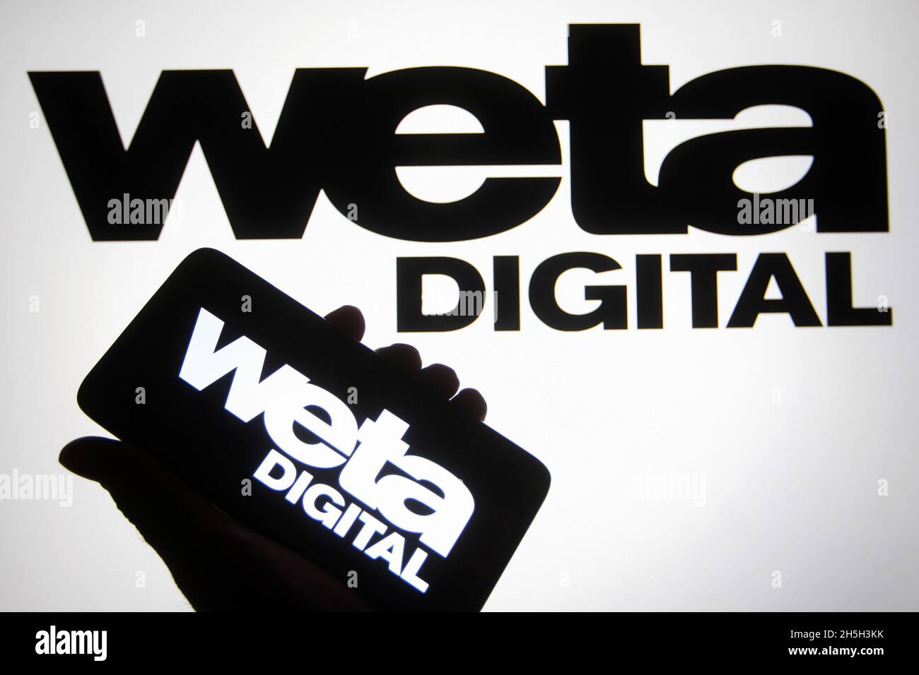 Ukraine. November 2021. In dieser Abbildung ist ein Weta Digital-Logo auf einem Smartphone und einem pc-Bildschirm zu sehen. Kredit: SOPA Images Limited/Alamy Live Nachrichten Stockfoto
