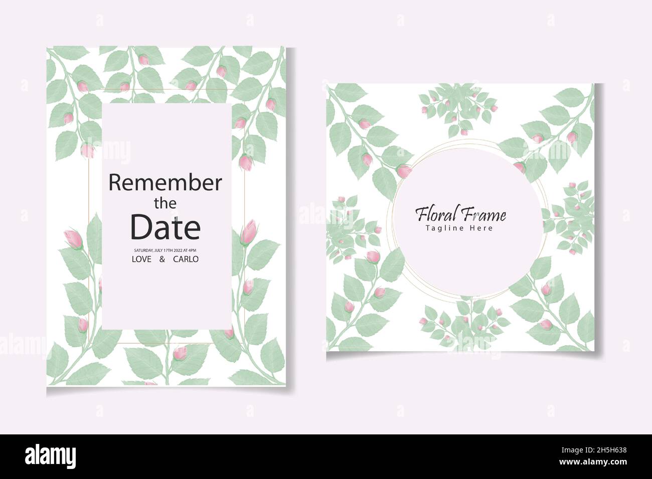 Aquarell natürliche Blume und verlassen Set-Design Stock Vektor