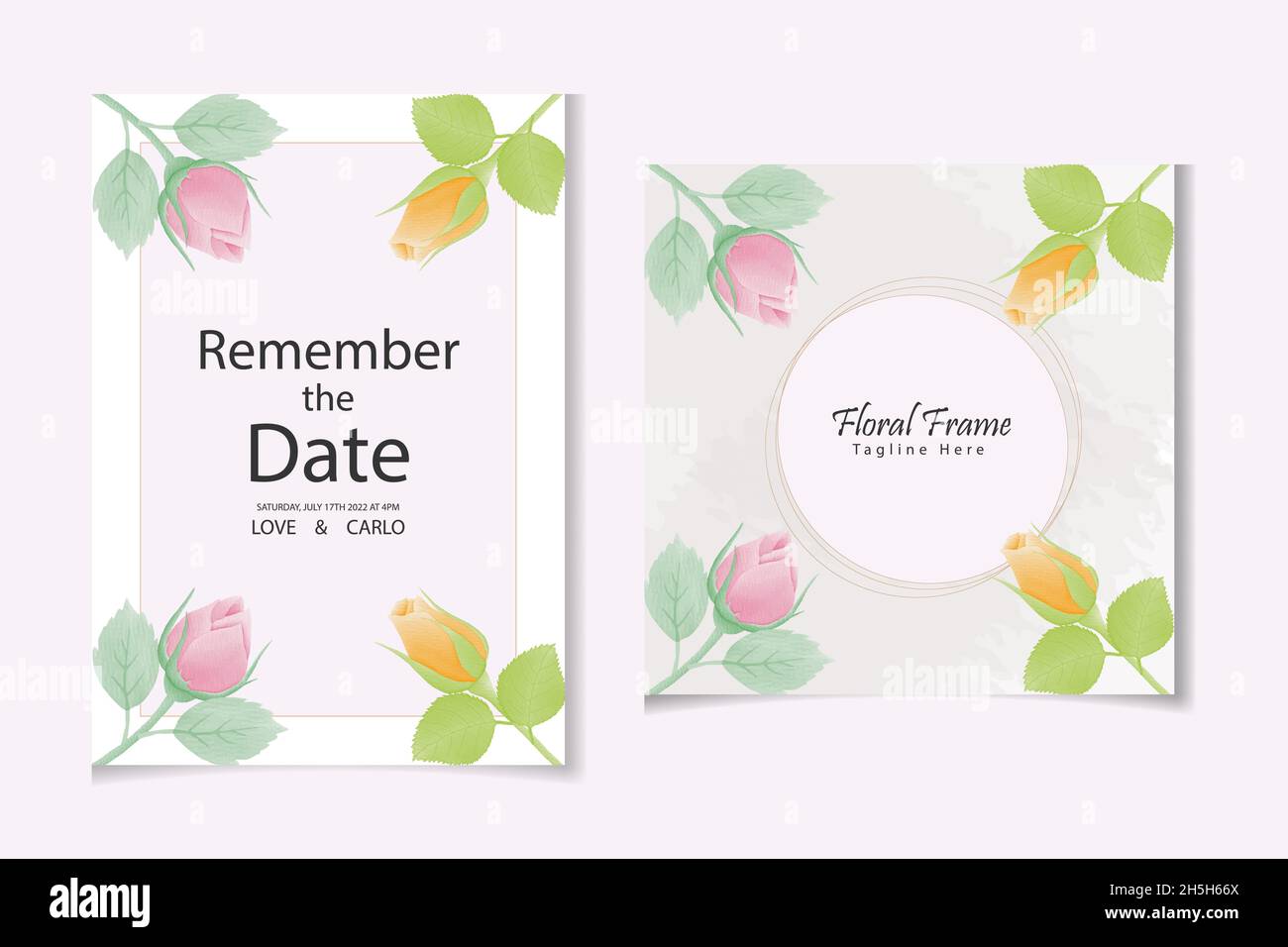 Aquarell natürliche Blume und verlassen Set-Design Stock Vektor