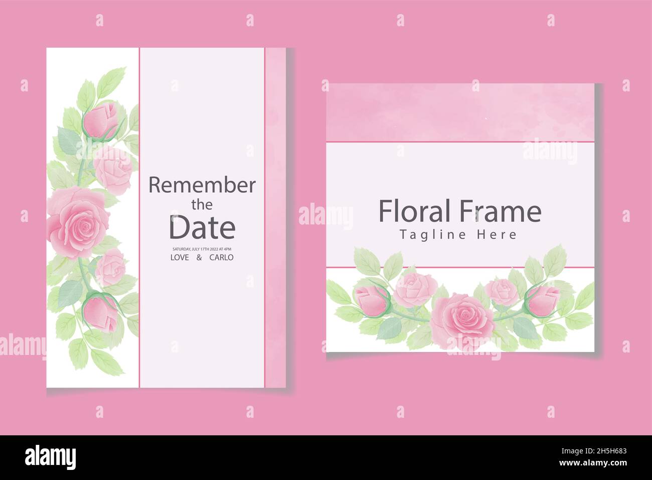 Aquarell natürliche Blume und verlassen Set-Design Stock Vektor