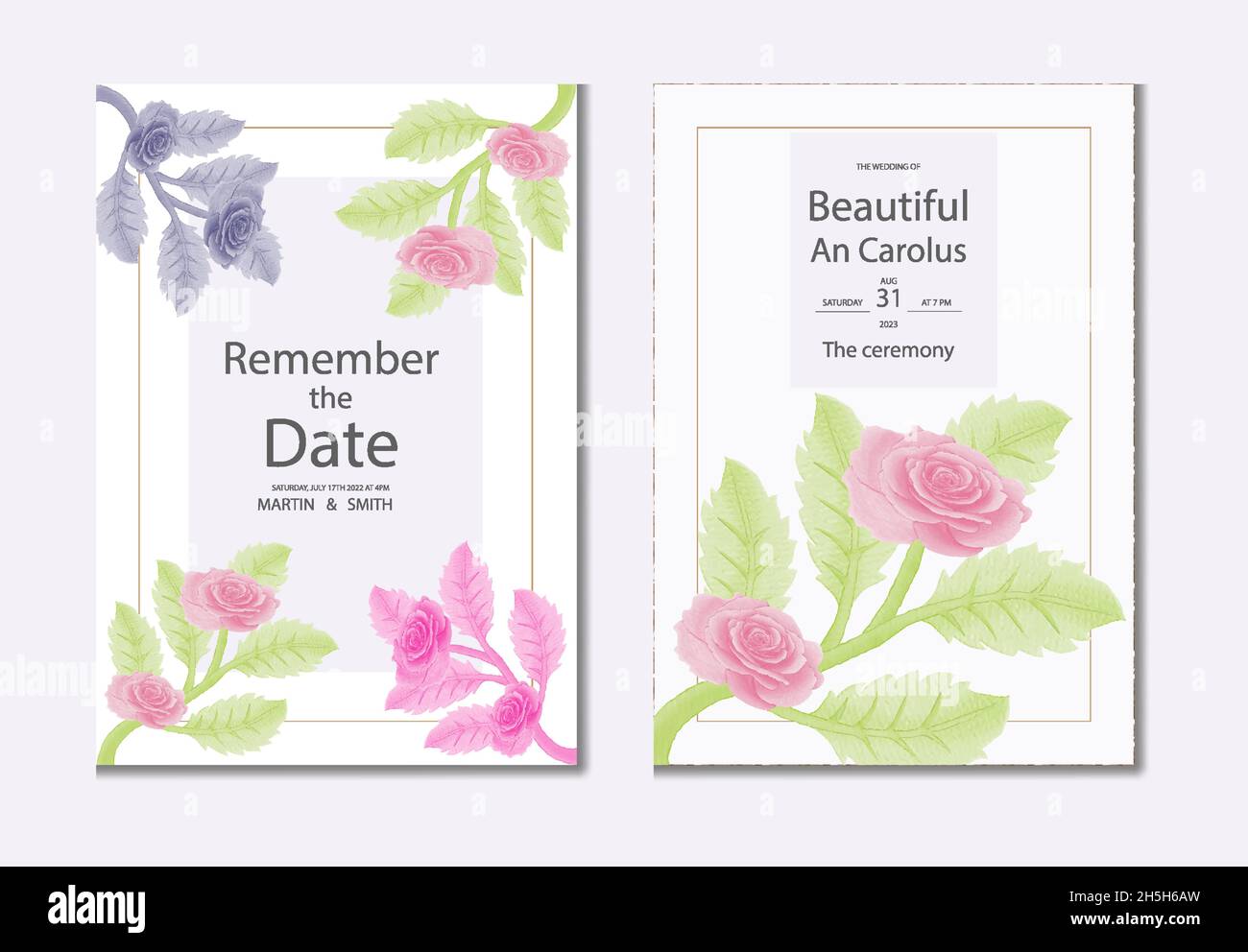 Aquarell natürliche Blume und verlassen Set-Design Stock Vektor