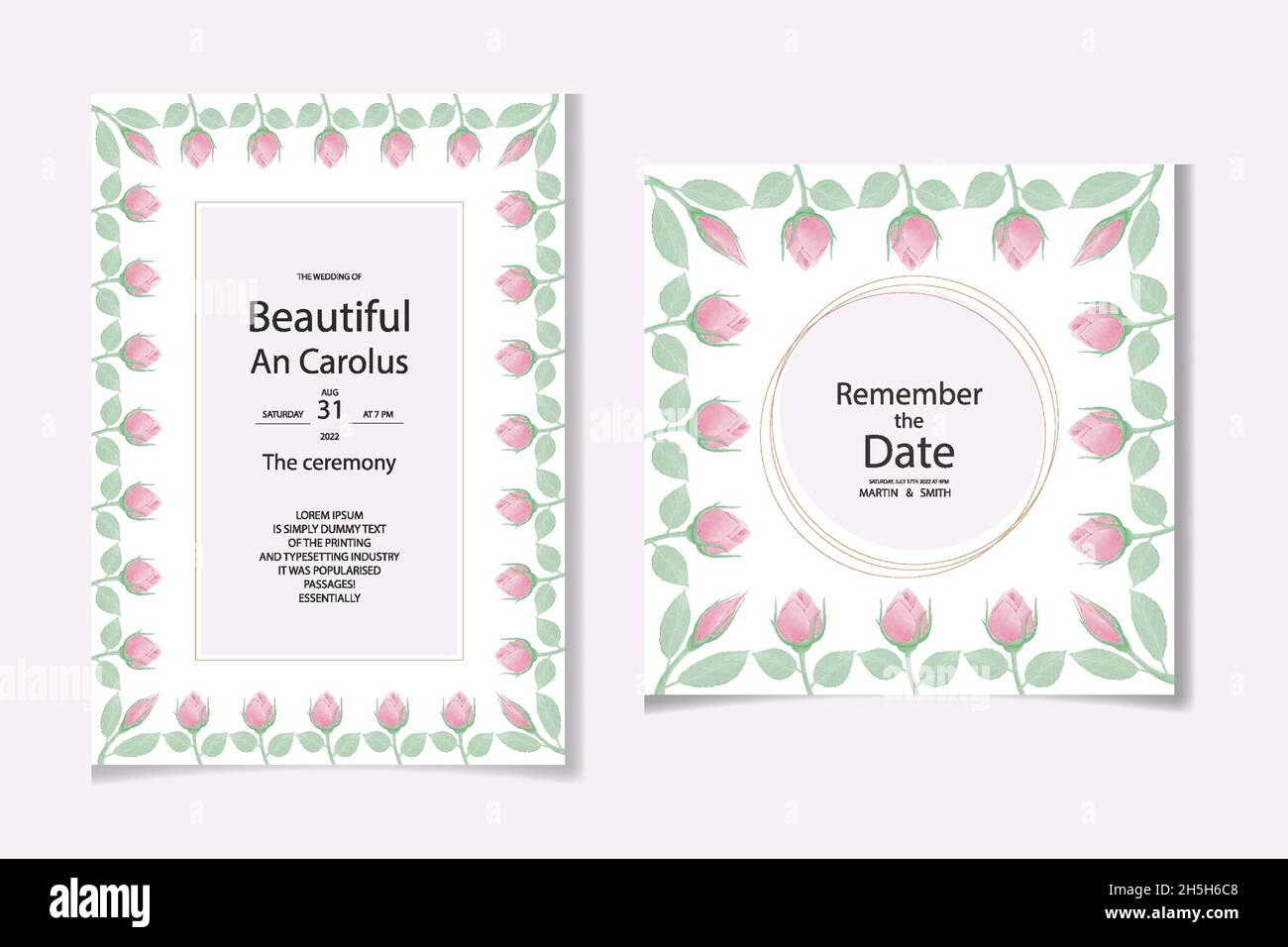 Aquarell natürliche Blume und verlassen Set-Design Stock Vektor