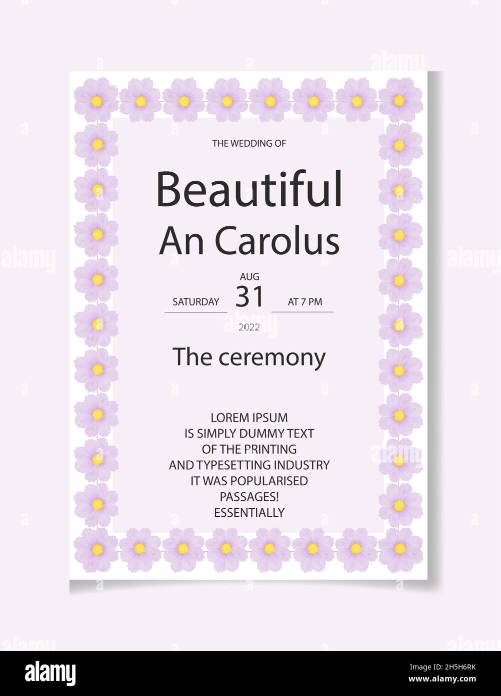 Aquarell natürlichen Kosmos Blume und verlassen Set-Design Stock Vektor