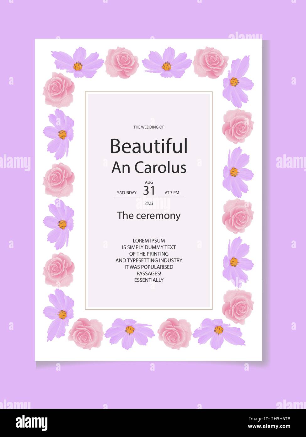 Aquarell natürlichen Kosmos Blume und verlassen Set-Design Stock Vektor