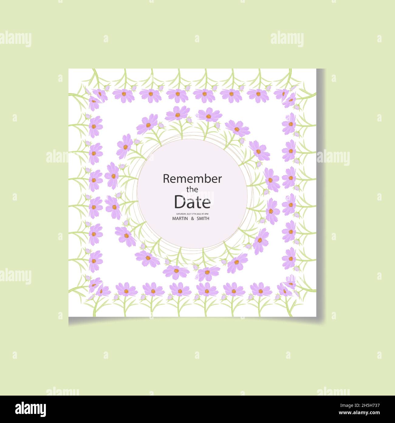 Aquarell natürlichen Kosmos Blume und verlassen Set-Design Stock Vektor