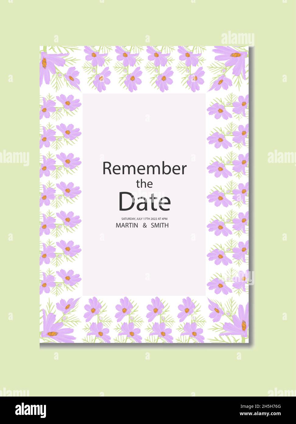 Aquarell natürlichen Kosmos Blume und verlassen Set-Design Stock Vektor