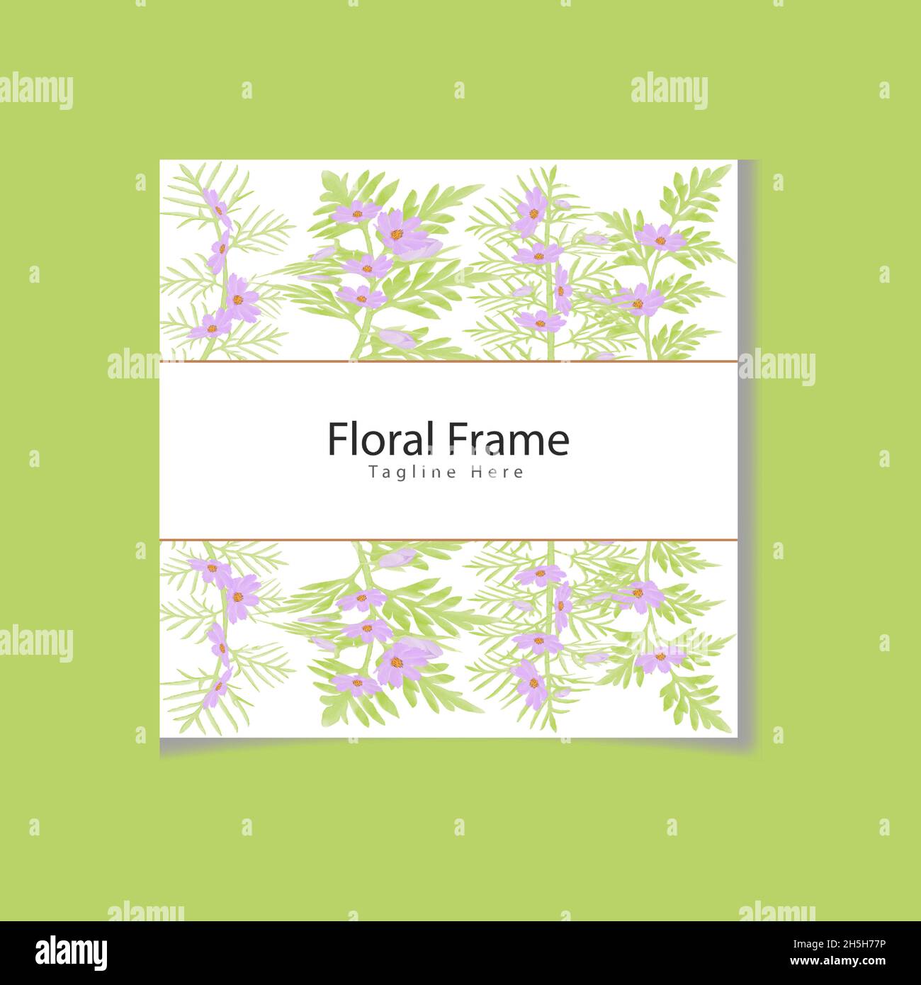 Aquarell natürlichen Kosmos Blume und verlassen Set-Design Stock Vektor
