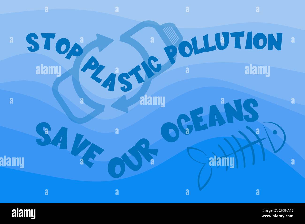 Stop Plastic Pollution - Speichern Sie unsere Ozeane Umweltauswirkungen und ökologische Vektor Illustration. Stock Vektor