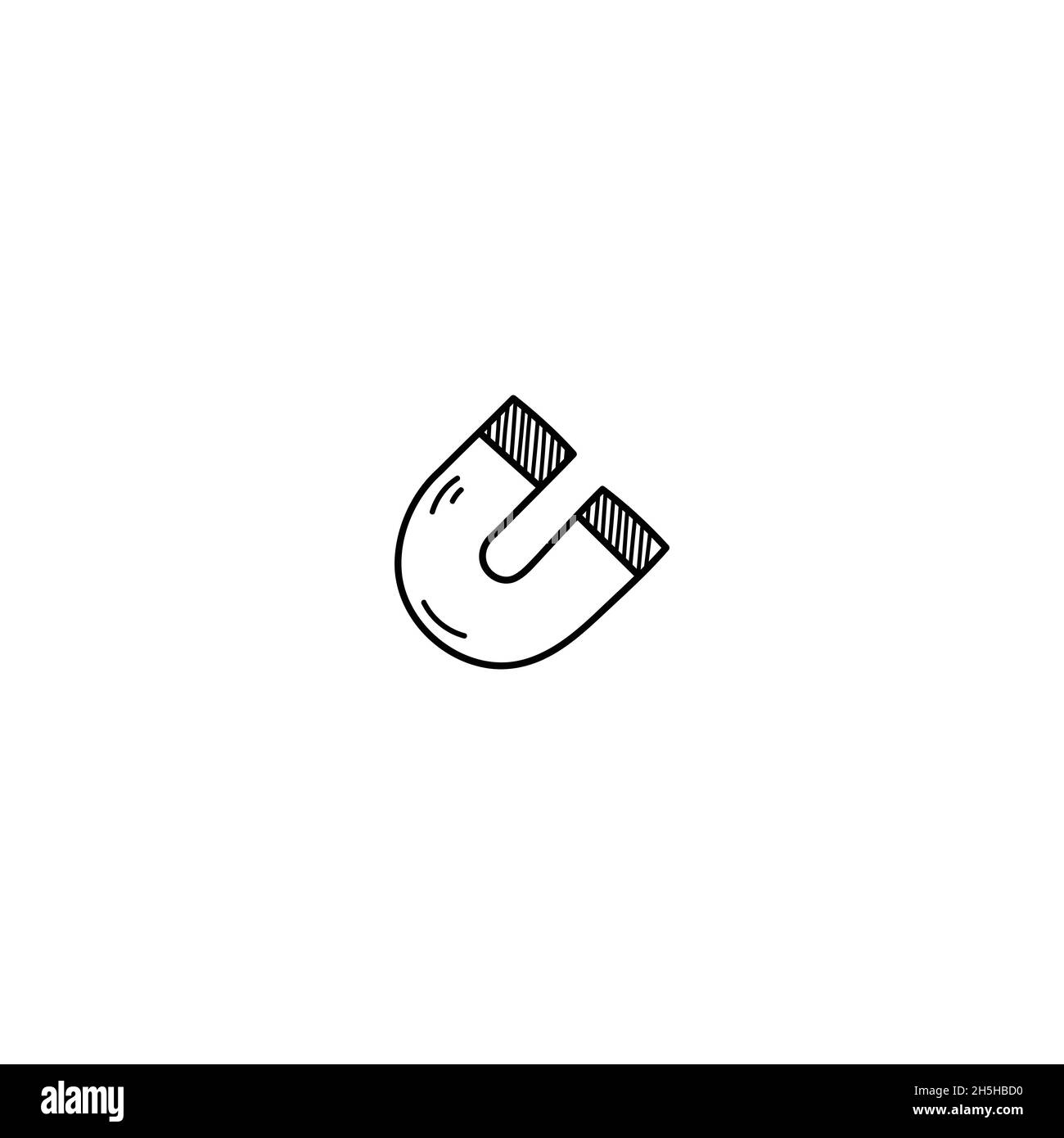 Handgezeichnetes Symbol für die Abbildung von Magnet-Doodle. Umreißen Sie handgezeichnete Magnet-Vektor-Symbol-Illustrationen isoliert auf weißem Hintergrund. Stock Vektor