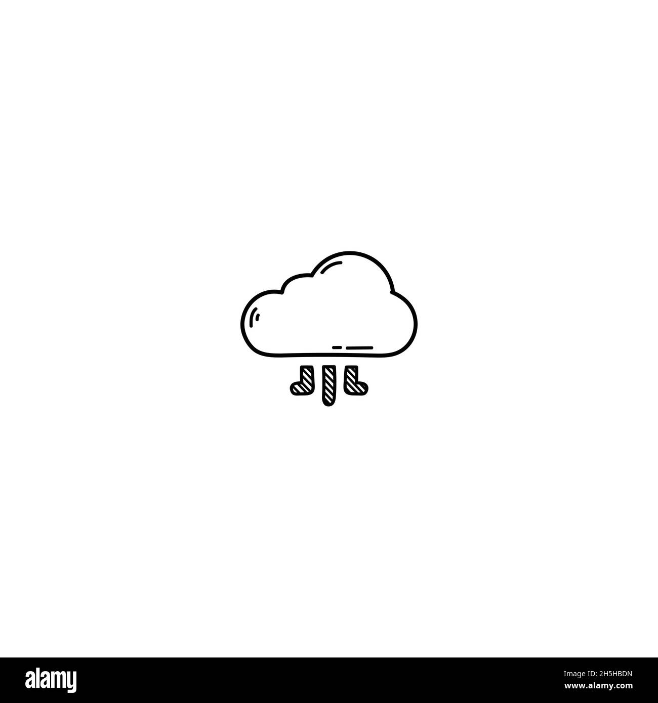 Handgezeichnetes Symbol für Wolkendoodle. Umreißt handgezeichnete Illustrationen von Wolkenvektoren auf weißem Hintergrund. Stock Vektor