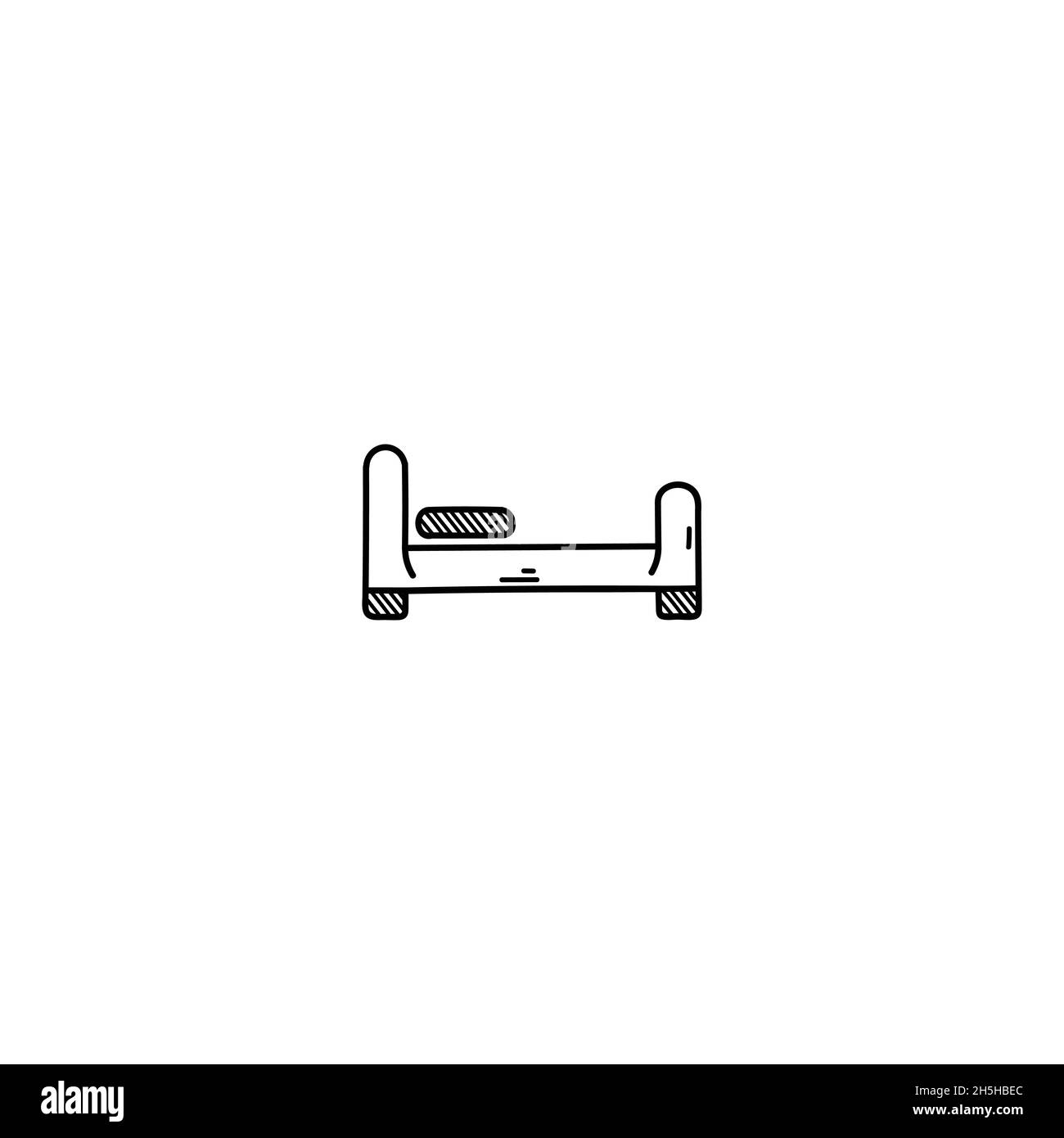 Handgezeichnetes Symbol für die Abbildung des Bettkritzels. Handgezeichnete Vektorsymbole auf weißem Hintergrund darstellen. Stock Vektor