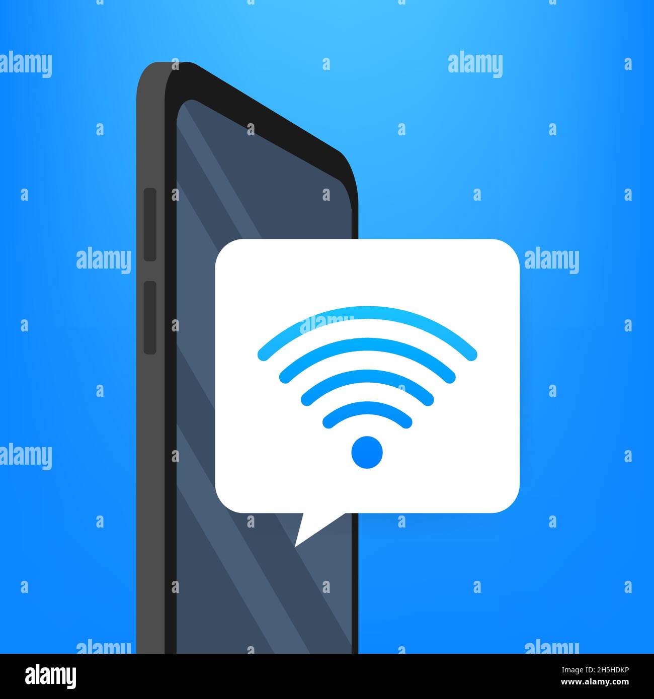 Wireless-Technologie. WiFi-Internetverbindung auf dem Smartphone-Bildschirm. Vektorgrafik. Stock Vektor