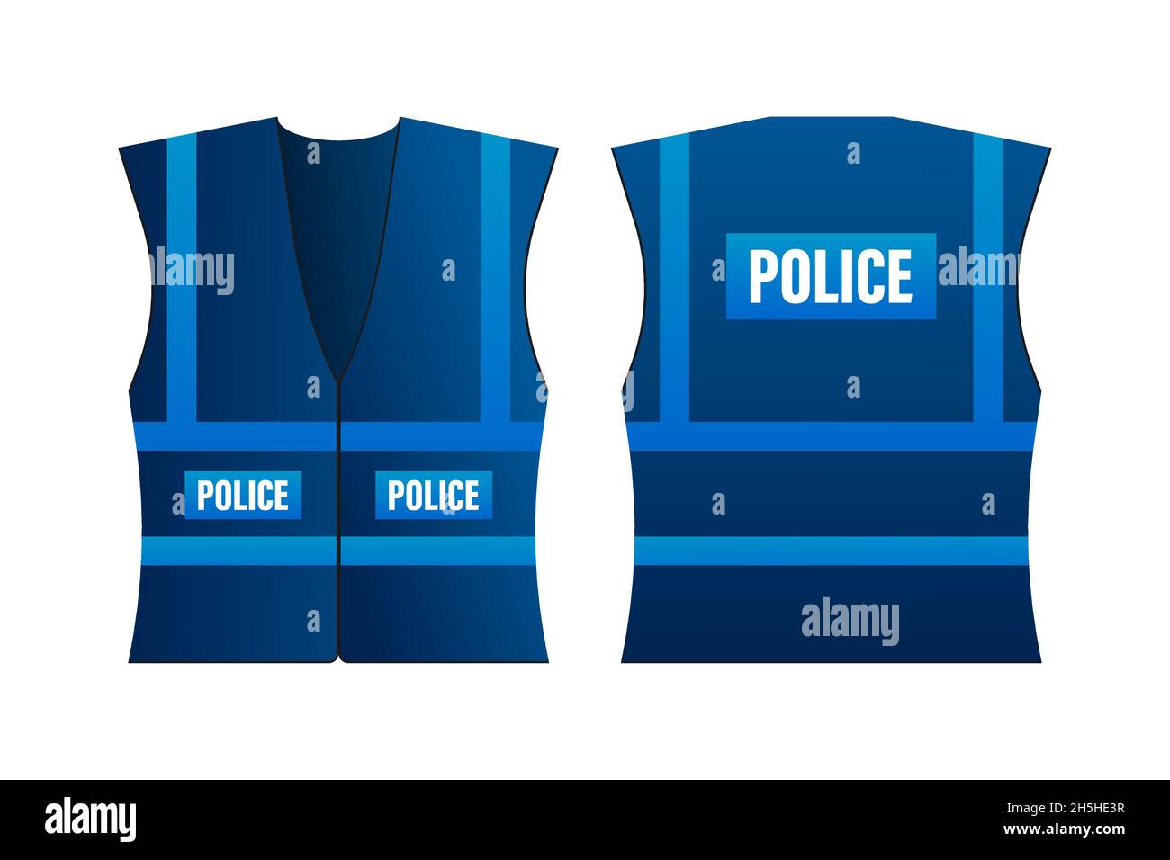 Gelbe reflektierende Sicherheitsweste für Menschen, Polizei. Sicherheit der Polizei. Vektorgrafik. Stock Vektor