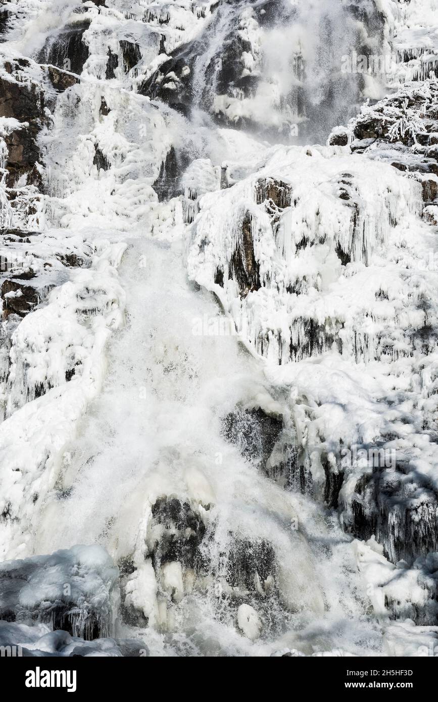 Wasserfall mit Schnee und Eis, Todtnaus Wasserfall, Winter, bei Todtnaus, Schwarzwald, Baden-Württemberg, Deutschland Stockfoto