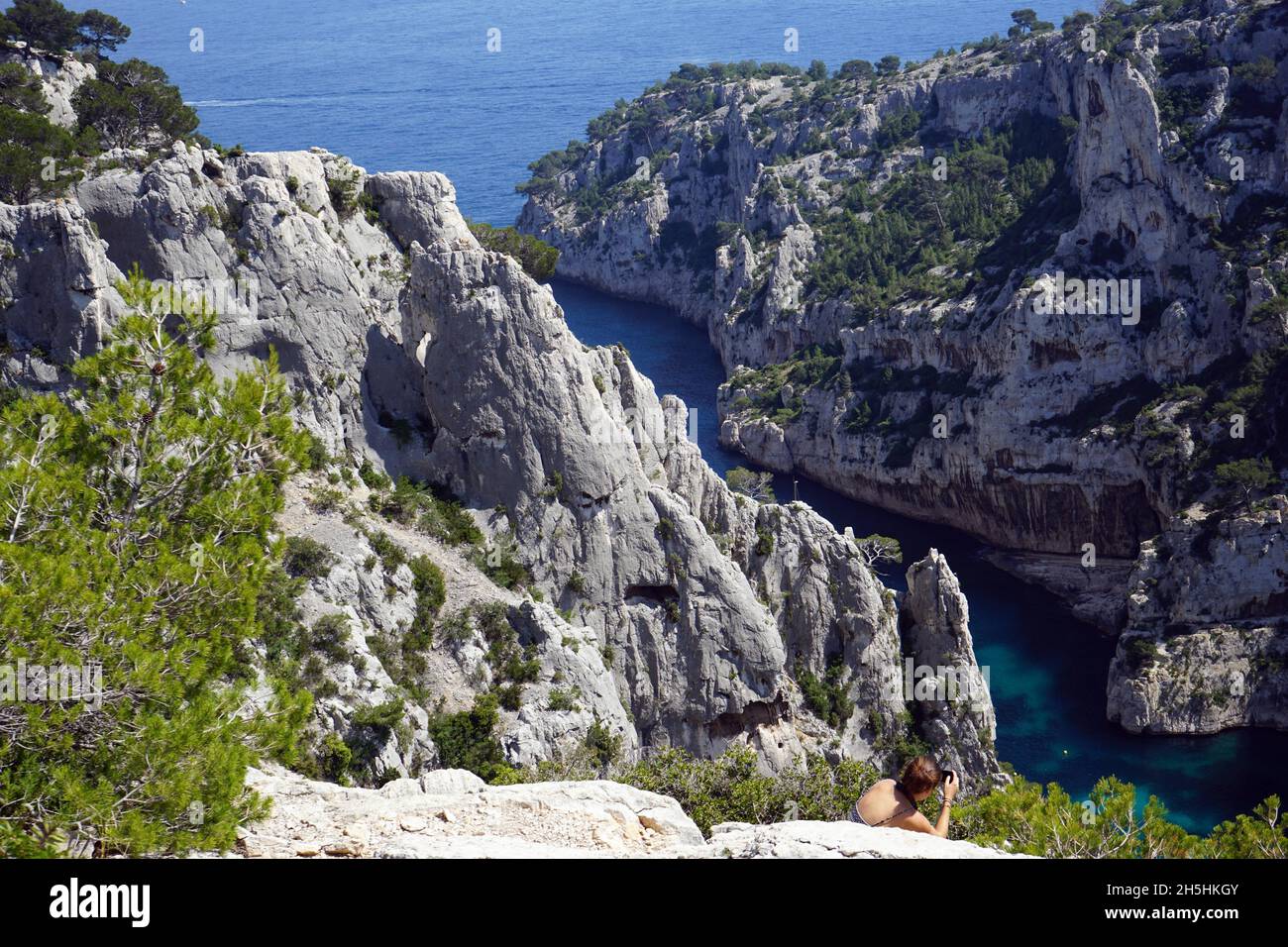 Calanque d'en-Vau, Cassis, Calanque, Nationalpark Calanques, Massif des Calanques, Departements Bouches-du-Rhone, Frankreich Stockfoto
