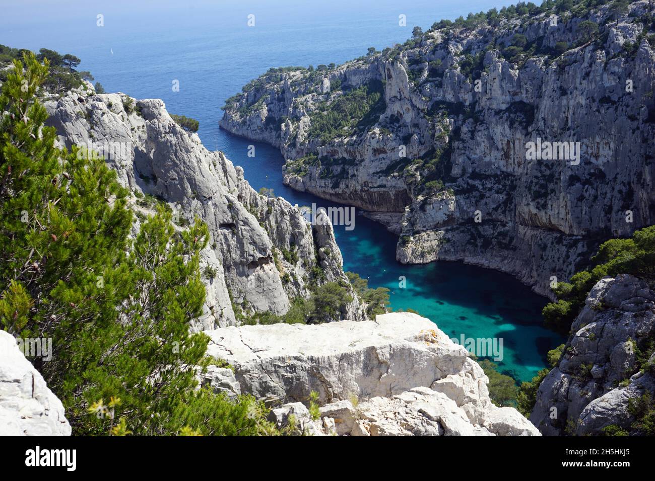 Calanque d'en-Vau, Cassis, Calanque, Nationalpark Calanques, Massif des Calanques, Departements Bouches-du-Rhone, Frankreich Stockfoto