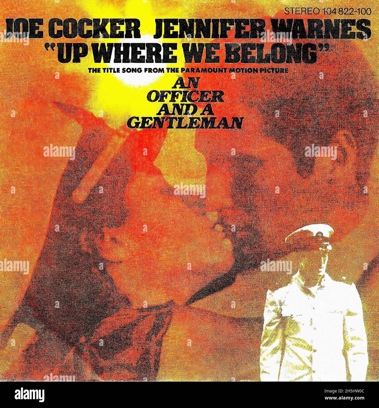 Vintage Single Record Cover - an Officer and A Gentleman - ein Offizier und ein Gentleman - Up Where We Belong - Joe Cocker & Jennifer Warnes - D - 1982 Stockfoto