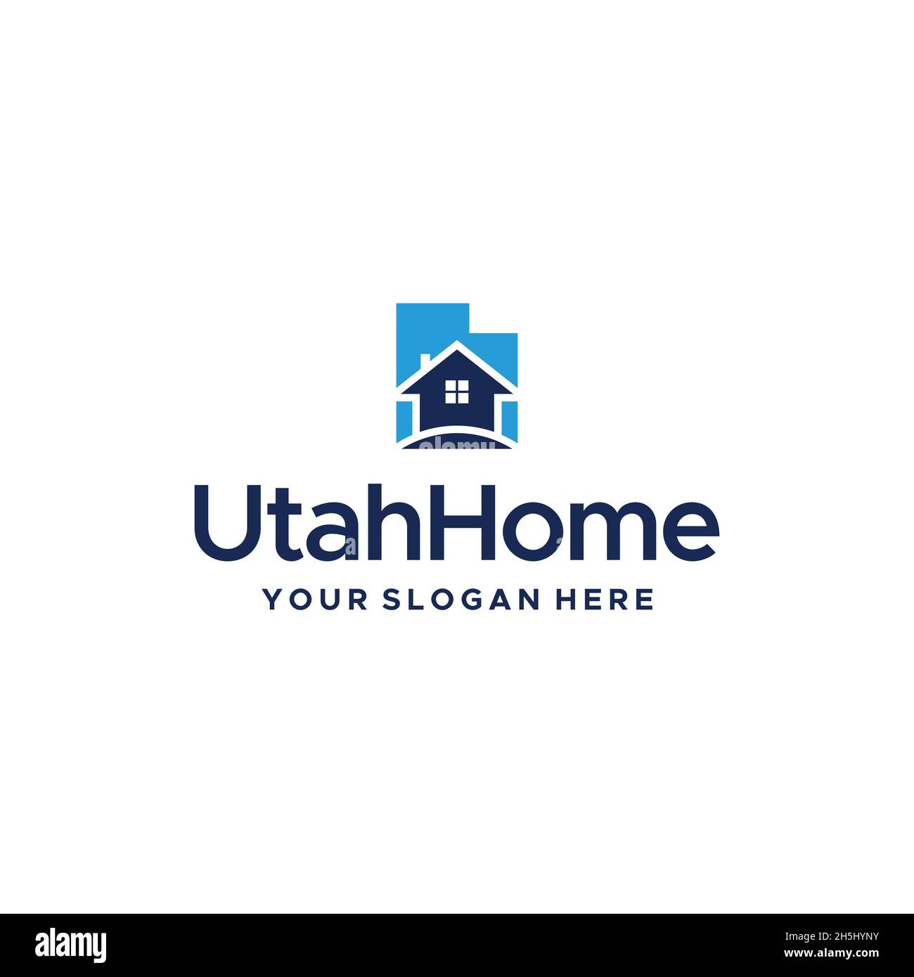 Minimalistisches UtahHouse-Gebäude Logo-Design Stock Vektor