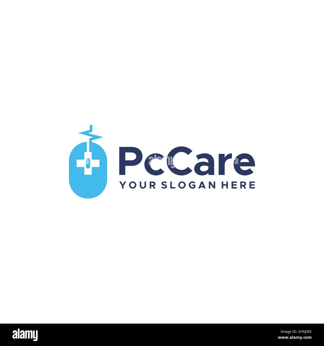 Minimalistisches PcCare plus ovales Logo für medizinische Zwecke Stock Vektor