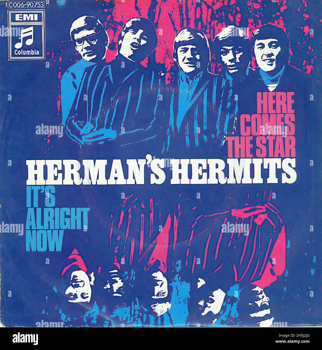 Vintage Single Record Cover - Herman's Hermits - Here Comes The Star - D - 1969 Stockfoto