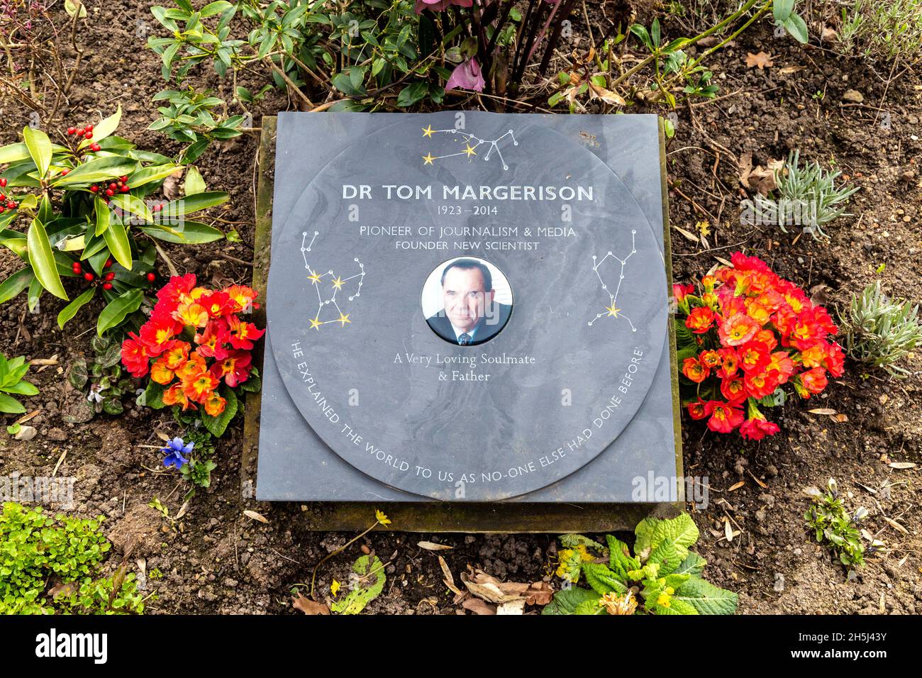 Grab des Journalisten und Gründer des New Scientist Magazins Dr. Tom Margerison, Highgate Cemetery East, London, Großbritannien Stockfoto