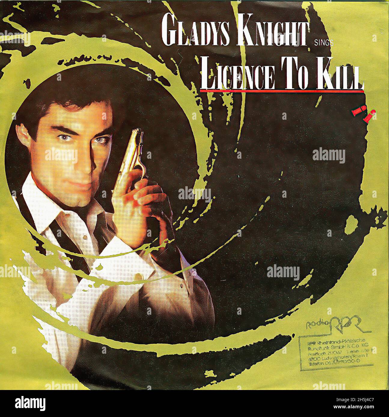 Vintage Single Record Cover - License to Kill - Lizenz zum Töten - James Bond Soundtrack - Gladys Knight - D - 1989 02 Stockfoto