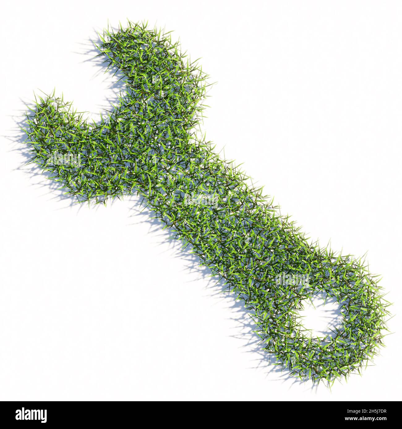 Konzept oder konzeptuelle grüne Sommer Rasen Gras Symbol isoliert weißen Hintergrund, Einstellungen Zeichen. 3d-Illustration Metapher für Verbindung, Engineering Stockfoto